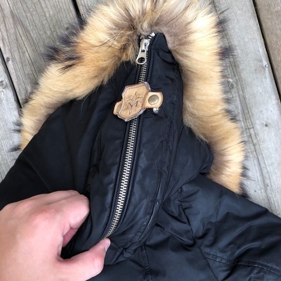 Mackage Jacket Black Fitted Down Fur Hooded Coat Medium - Picture 5 of 16